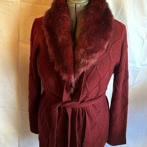 Dennis basso sweater faux fur collar